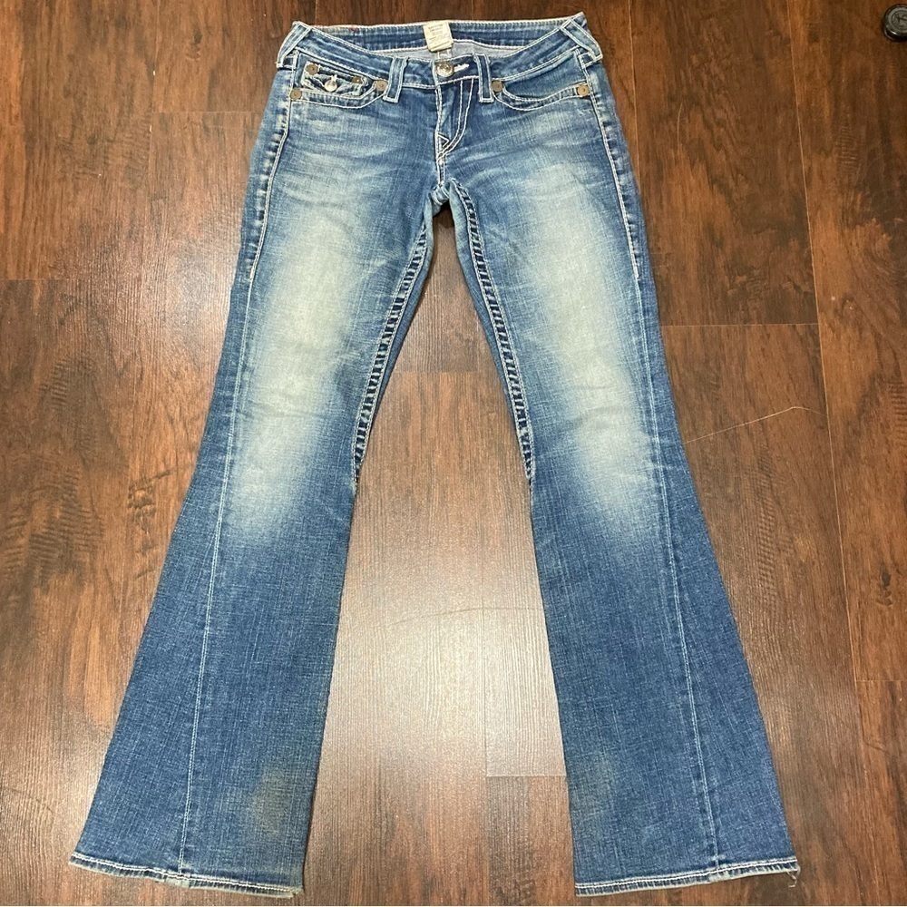 TRUE RELIGION BRAND JEANS RAINBOW JOEY boot cut Flare Y2K fashion size 28. GUC
